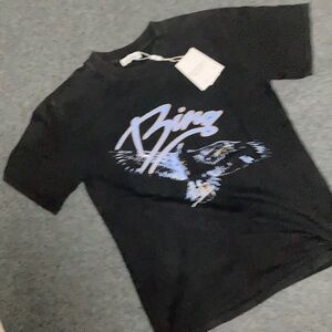 Anine Bing Eagle Script Logo Graphic Tee Black designers cotton T-shirt NWT L